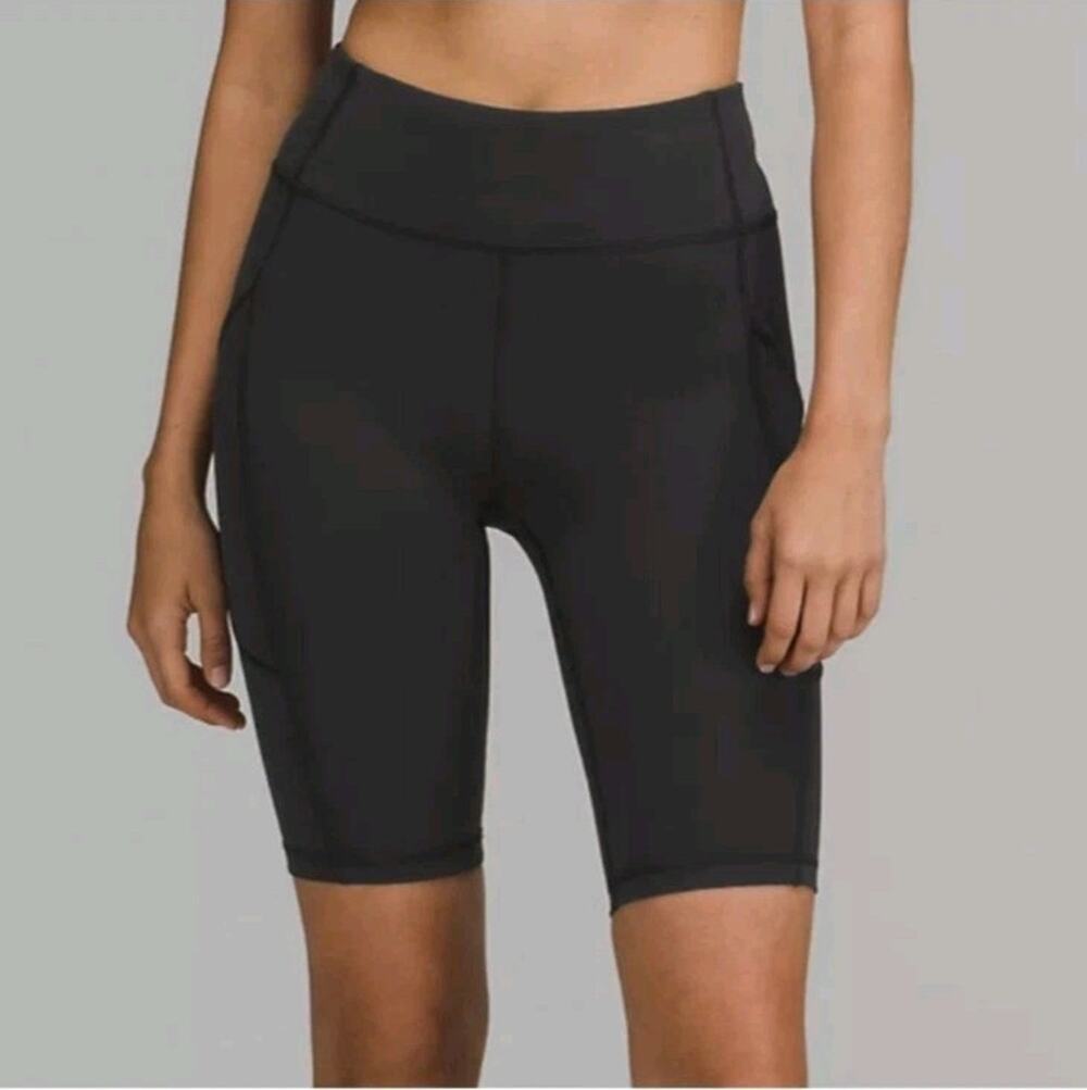 Lululemon High Rise Invigorate 10" Workout Everlux Shorts Black Size 4
